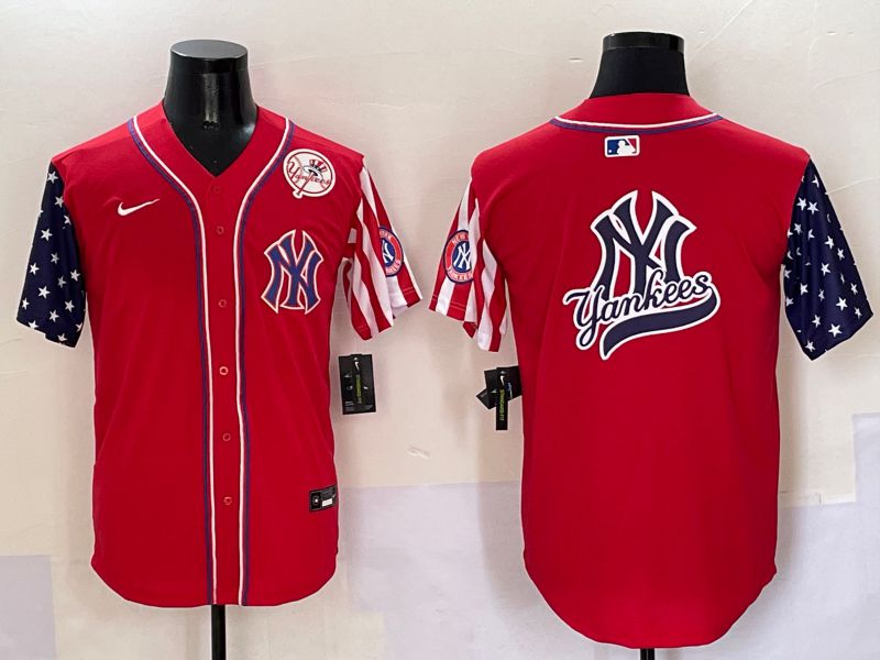 Men New York Yankees Blank Red a generation of national flags Jointly Name 2025 Nike MLB Jersey style 18